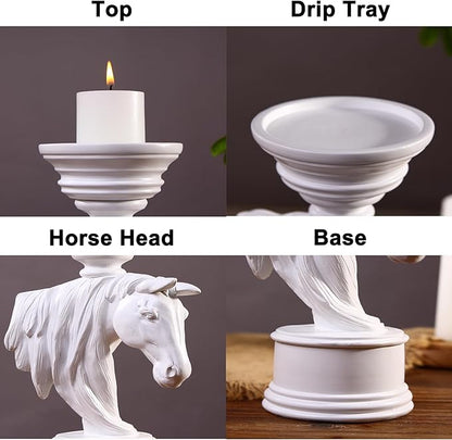 12'' Horse Candle Holder – Rustic Equestrian Stallion Figurine Stand, Farmhouse Western Decor for Table, Mantel, Entryway – Unique Gift for Horse Lovers