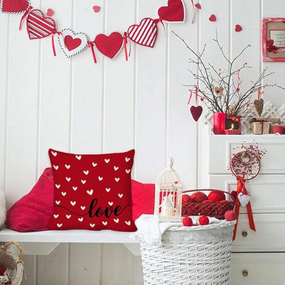 GEEORY Valentines Day Pillow Covers 20x20 Set of 4 Love Heart Valentines Day Throw Pillows Decorative Cushion Cases Valentine Decorations