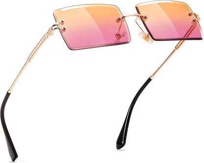 FEISEDY Vintage Rimless Sunglasses Rectangle Frameless Candy Color Glasses Women Men B2642