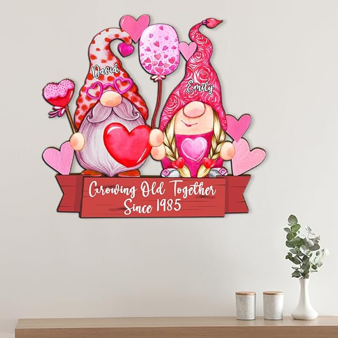 Growing Old Together Wooden Sign, Personalized Gifts for Him Her Wife Husband, Custom Wooden Plaque Anniversary Couples Gift, Christmas Valentine Gift For Parents, Grandparents Wall Decor Sign 24