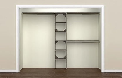 ClosetMaid SuiteSymphony Wood Closet Organizer Kit with Tower, 3 Hang Rods, Top Shelves, Adjustable, Fits Spaces 5-9 ft. Wide, Graphite Grey