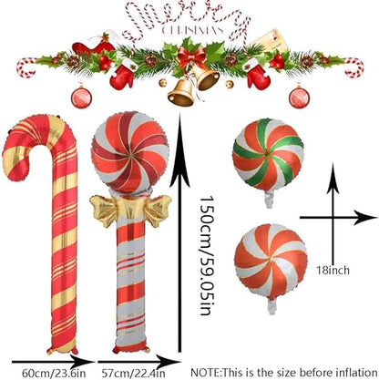 Christmas Ballooons Set Lollipop Windmill Balloons Colorful Candy Cane Swirl Balloons for Christmas-Themed Party Birthday Party Supplies Decorations 6 PCS