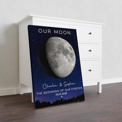 GABITA Personalized Wall Art for Couples, Anniversary Canvas for Couple Parent Grandparent, Our Moon Couple Gift Moon Phase Art Gift for Her Wedding Gifts Personalized Poster
