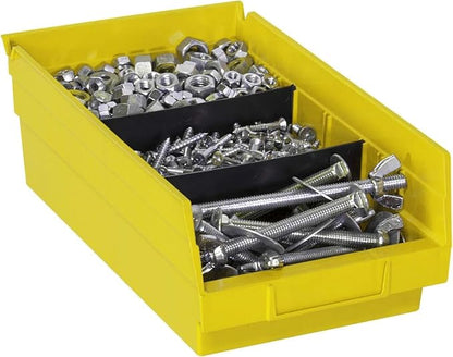 Akro-Mils 30130 Plastic Shelf Bins, Heavy Duty Storage Bins for Garage, Closet, and Drawer Organization, 12" x 6-1/2" x 4", Yellow, 12-Pack