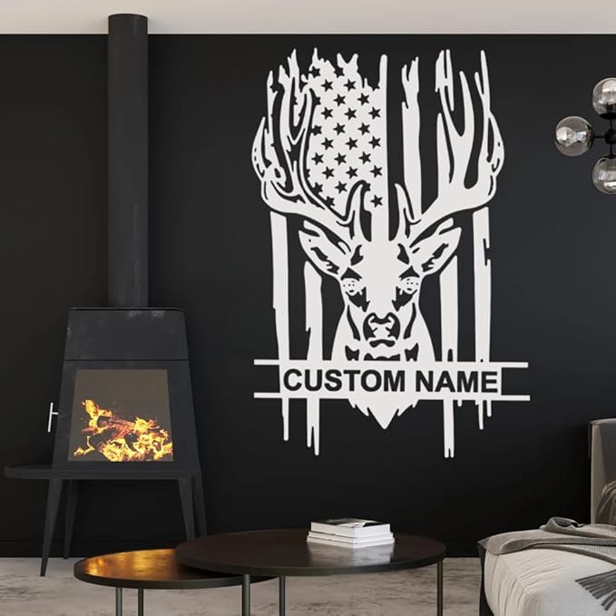 Custom US Deer Hunting Metal Wall Art, Personalized Hunter Name Sign Decoration For Room, Monogram door hanger, Outdoor Christmas Decoration, Unique Wildlife Gift for Men, Hunters & Nature Lovers