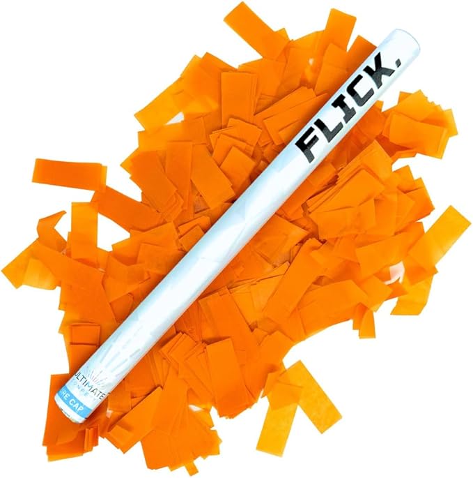 Ultimate Confetti Wand 14 inch Confetti Launcher Wand, Orange, 8 Pack - Great for Parties, Weddings and Events Tissue, Metallic and Biodegradable Options