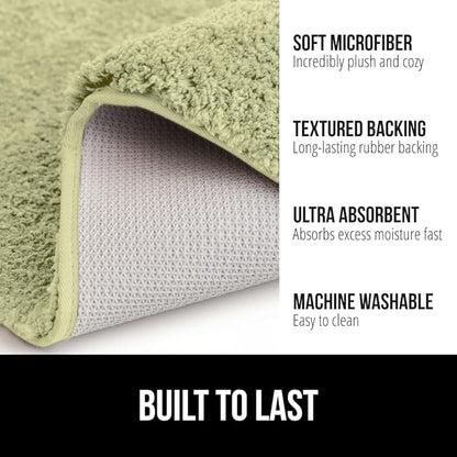 GORILLA GRIP Bathroom Rugs, 36x24, Ultra Soft Absorbent Mat, Thick Plush Bath Rug, Machine Washable, Microfiber Quick Dry, Mats for Shower, Bathtub and Floor, Home Decor Accessories, Sage