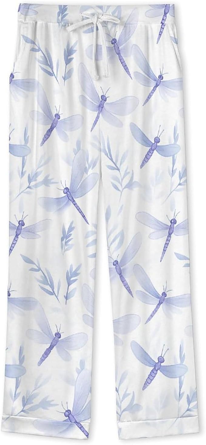 Lemons Leaves Ceramic Style Womens Pajama Set Long Sleeve Pajamas Top And Pants Soft Loungewear Pjs Sets