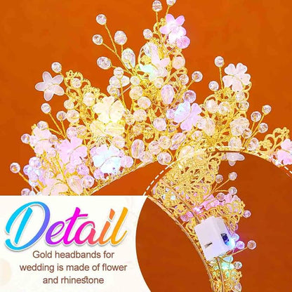 Yean Gold Flower Crown Greek Leaf Headpiece Bridal Hair Accessories for Women