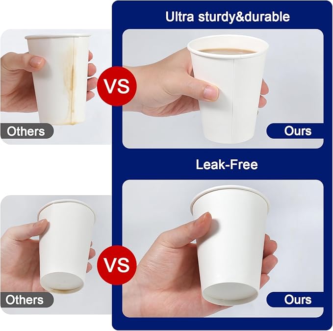 1000 Count - 12 oz Paper Coffee Cups, Disposable Coffee Cups 12 oz, Thickened White Paper Cups for Hot or Cold Beverage, Home, Office, Party, Business, Events