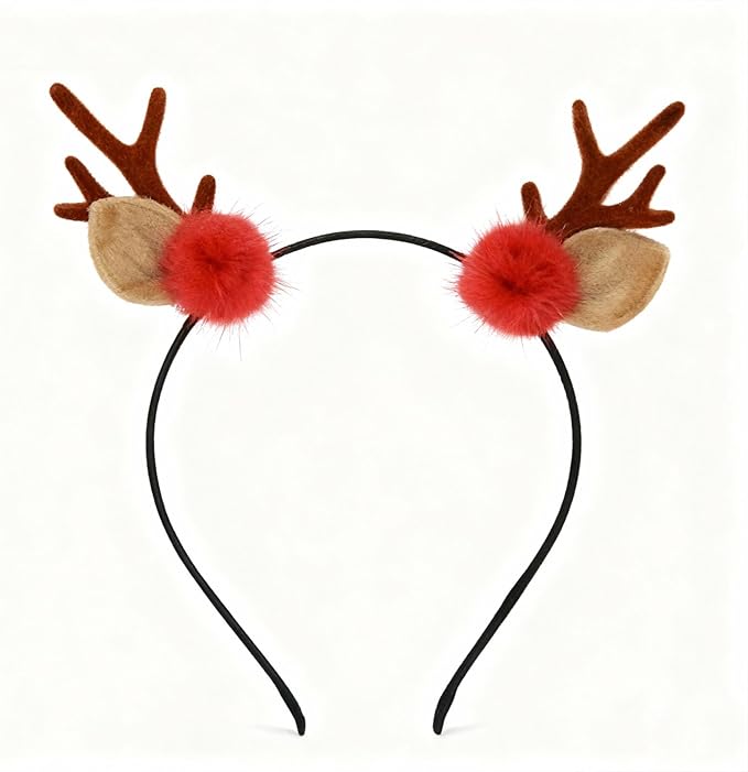 YUYIYANG 1 PC Reindeer Antler Headband Cute Plush Christmas Hairband Reindeer Ear Party Hair Accessory