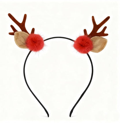 YUYIYANG 1 PC Reindeer Antler Headband Cute Plush Christmas Hairband Reindeer Ear Party Hair Accessory