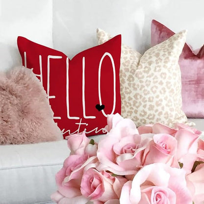 GEEORY Valentine's Day Pillow Covers 18x18 Set of 4 - Red Heart Love You More Decorative Throw Pillows for Valentine's Decor
