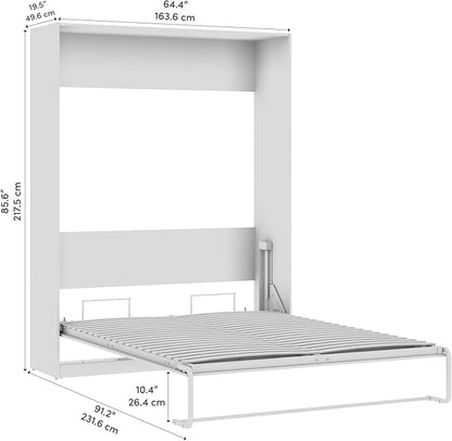 Bestar Claremont 65W Queen Murphy Bed in White, Sleeping Arrangement for Multipurpose Area, Bedroom, Guest Room, or Living Room