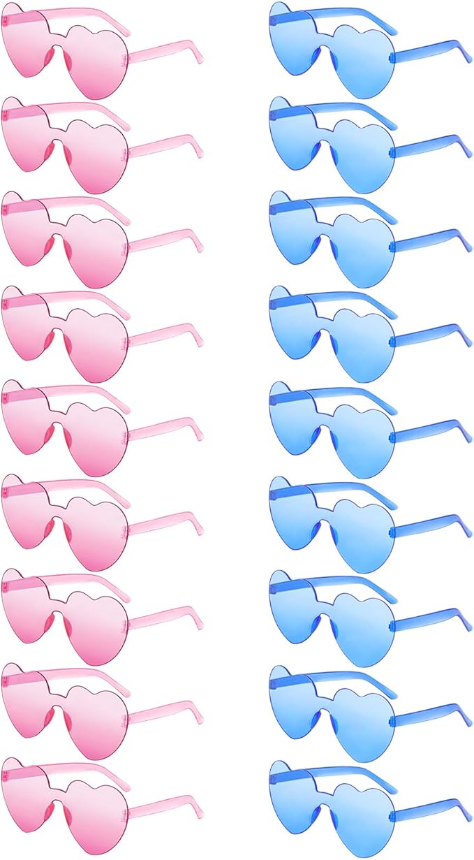 SUNOVELTIES 18 Heart Shape Rimless Sunglasses Transparent Candy Color Party Glasses Colored Eyewear for Women
