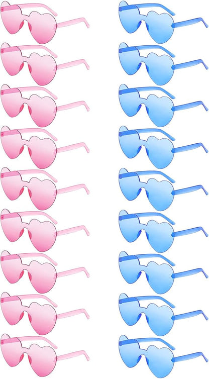 SUNOVELTIES 18 Heart Shape Rimless Sunglasses Transparent Candy Color Party Glasses Colored Eyewear for Women