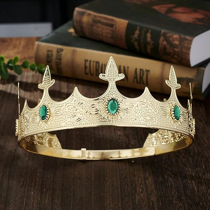 King Crowns Metal Hair Band for Men Gold Crowns and Tiara for Theme Birthday Party Costume Accessories