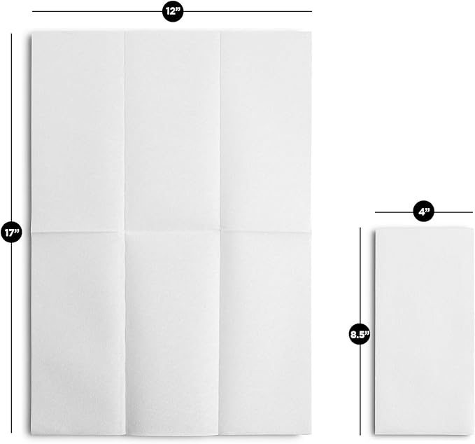 1200-Pack BloominGoods Disposable Bathroom Napkins | 12" x 17" Single-Use Classic Lite Linen-Feel Guest Towels, Made in USA | Cloth-Like Hand Towels, White