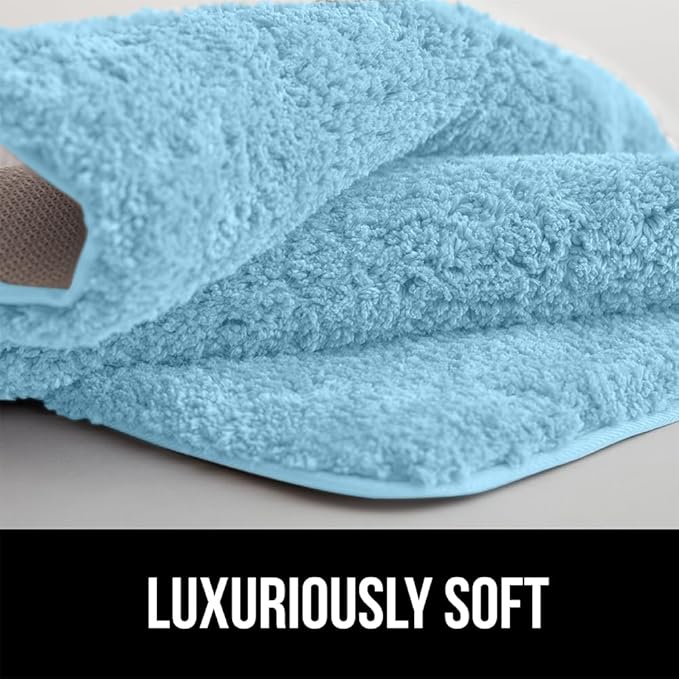 GORILLA GRIP Bathroom Rugs, 36x24, Ultra Soft Absorbent Mat, Thick Plush Bath Rug, Machine Washable, Microfiber Quick Dry, Mats for Shower, Bathtub and Floor, Home Decor Accessories, Sky Blue