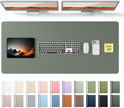 YSAGi Leather Desk Protector, Office Mat, Large Mouse Mat, Non-Slip PU Leather Blotter, Laptop Desk Pad, Waterproof Writing Pad for Office and Home (Dark Green, 47" x 17")
