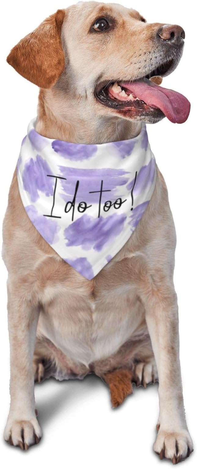 I Do Too Dog Wedding Bandana,Wedding Photo Prop for Dog Lover Pet Scarf AccessoriesMarried Puppy Pet Bandanas Engagement Announcement Gifts (Purple Color Block)