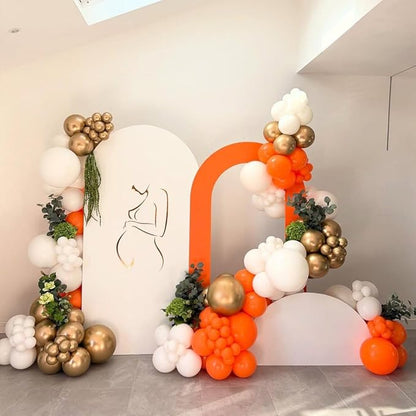 Orange and White Balloons Arch Kit, 162pcs Orange White Metallic Gold and Confetti Balloons for Fall Thanksgiving Baby Shower Halloween Anniversary Birthday Party Decorations