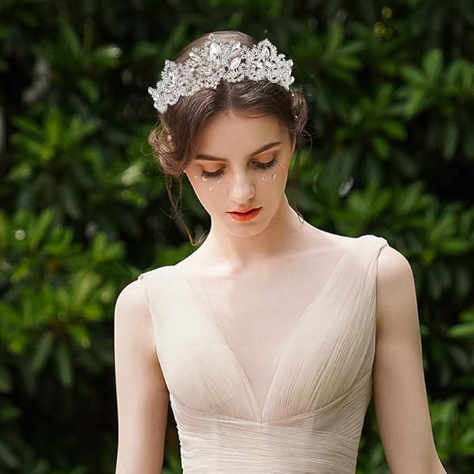 Silver Tiara Wedding Tiaras and Crowns for Women Rhinestone Queen Tiara for Women Princess Crown Birthday Tiara Headbands for Wedding Prom Bridal Party Halloween Costume Christmas Gifts
