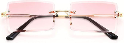 FEISEDY Vintage Rimless Sunglasses Rectangle Frameless Candy Color Glasses Women Men B2642