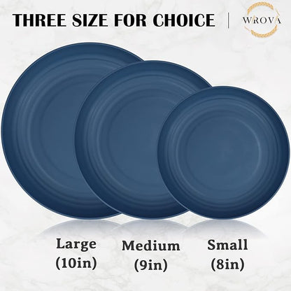 Wrova Wheat Straw Plates - 10 Inch Unbreakable Dinner Plates Set of 8 - Dishwasher & Microwave Safe Plastic Plates Reusable - Lightweight Plates for kitchen,camping (Colorful Series)