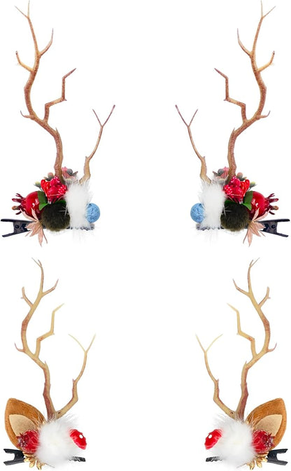 TOECWEGR Christmas Reindeer Antlers Headband Hair Clips Hair Hoop Girl Holiday Beauty Headdress