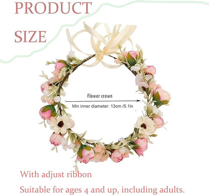 Floral Fall Camellia Flower Crown Rose Headpiece Wedding Bridal Flower Girl Halo Maternity Photo Props FL-03