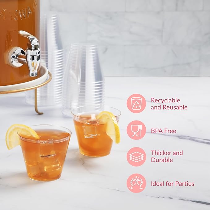 Prestee Pack of 400 Small Clear Plastic Cups - 5oz Disposable Cocktail Glasses - Stackable Plastic Party Tumblers for Serving Wine, Champagne, Punch, Soda, or Snacks