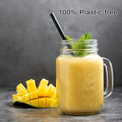 200 Count 100% Compostable Plant-Based PLA Straws-KTOB Biodegradable Black Cocktail Drinking Plasticless Straws-Eco Friendly Plastic Bar Straw