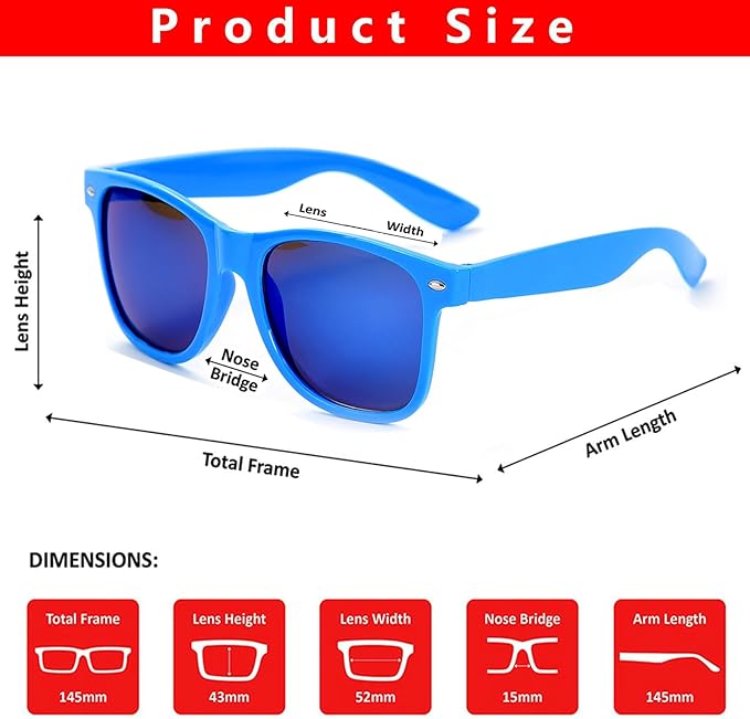 Fsmiling Blue Sunglasses Bulk Adult Party Sunglasses 80s Glasses Shades for Men Women Party Favors-15Pack,UV Protection
