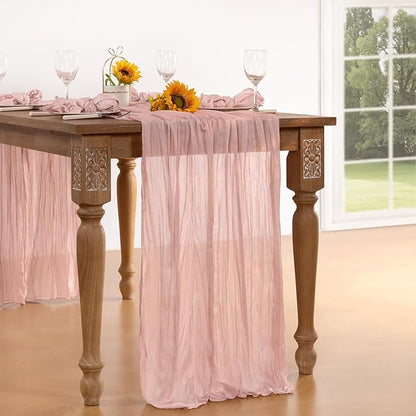 Pink Cheesecloth Table Runner 6 Pack Christmas Table Runners Boho Gauze 120 Inches Light Pink Cheese Cloth Table Decor for Xmas Holiday Season Wedding Bridal Girl Baby Shower Sweet 16 Party
