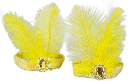 Feather Headpiece Sequins Headbands 1920s Flapper Showgirl Headpieces for Women Girls Carnival Party Accessories