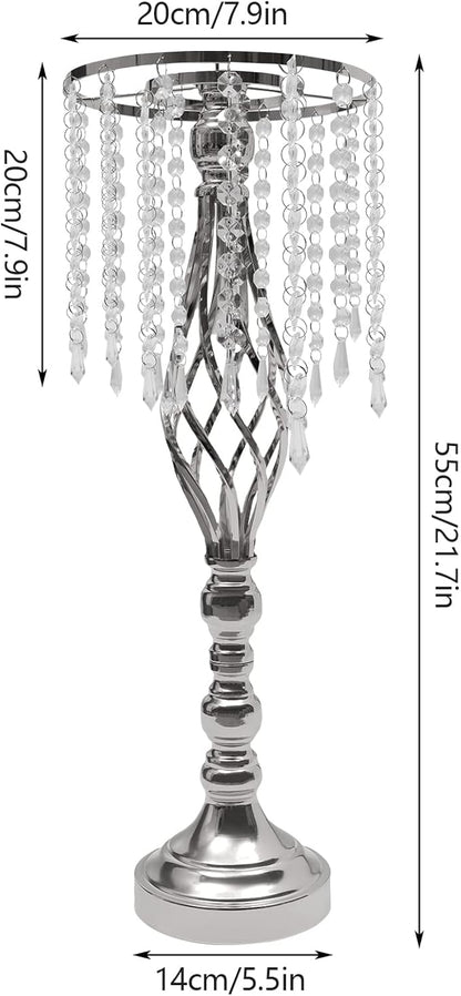 Wedding Centerpieces Gold Vases,10PCS Metal Flower Candle Holder with Sparkling Crystal Beads,Crystal Flower Vase Metal Flowers Stand for Party Tables Decorations (10pcs-Sliver-14cm)