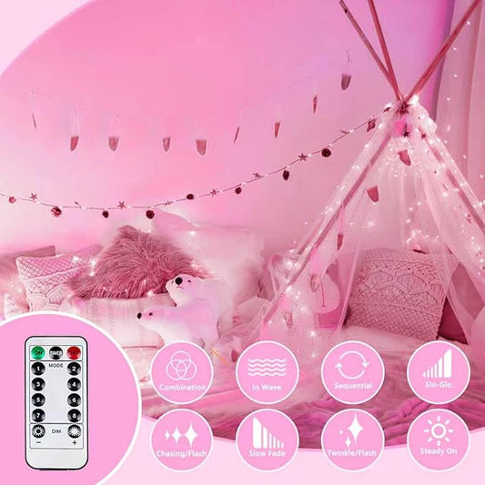 4Pack 80FT 240LED Fairy Lights Battery Operated with Remote & Timer | 8 Modes Twinkle String Lights Battery Powered Indoor Outdoor Waterproof for Bedroom Wedding Classroom Christmas Décor
