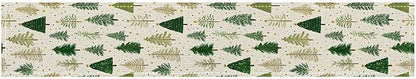 Christmas Tree Table Runner 13x72 Inch Winter Forest Burlap Farmhouse Dining Table Decoration Green Pine Trees Holiday Tablecloth for Kitchen Dining Room Indoor Outdoor Party Home Decor