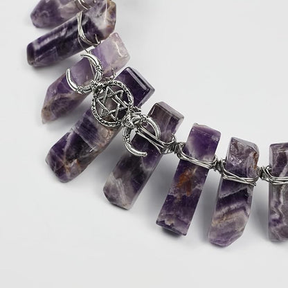 Amethyst Raw Quartz Headband, Crystal Tiara Hairband Goddess Photography Headwear for Women Girls