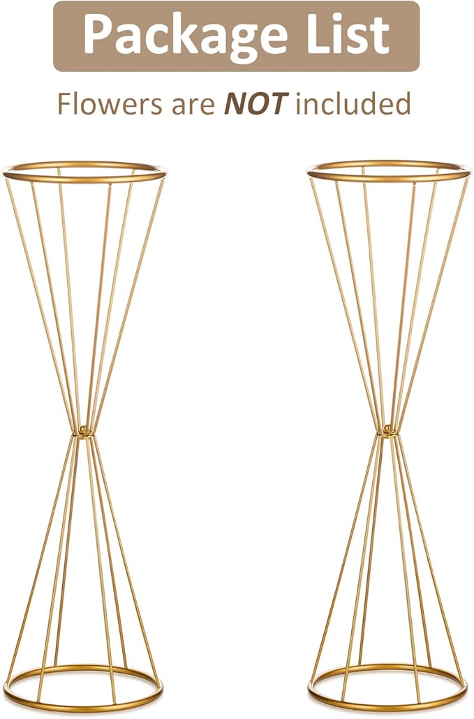 Sziqiqi Flower Centerpieces for Wedding Tables Metal - Geometric Floral Centerpiece Stand for Tabletop Event Party Birthday Tall 27inch Gold