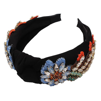 Yusier Baroque Rhinestone Crystal Hairband, Embroidered Hair Hoop for Women, Exquisite Hair Accessory, Available in 5 Colors, 1 Count (Pack of 1), Black