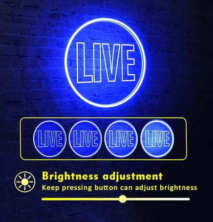 NOXTROND Live Neon Lights Sign, USB Powered Live On Air Led Light, Dimmable Wall Décor Round Live Streaming Neon Night Light LED Sign for Streamer, Gamer, Game Room, Studio Decor (Blue)