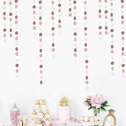 Rose-Gold Pink White Party Decorations Paper-Garland - 52Ft Birthday Baby Bridal Shower Decoration Streamers Banner,Mothers Day Bachelorette Engagement Wedding Party Supplies Bunting Lasting Surprise