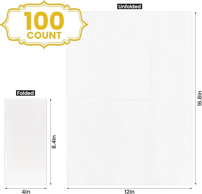 100 Pack Disposable Linen Feel Guest Towels Disposable Bathroom Napkins Cloth-Like Hand Tissue Paper for Bathroom Party Powder Room Hotel Fancy Restaurant