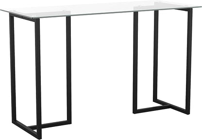 Martha Stewart Eli Home Office Desk with Glass Top and Steel Frame, Oil Rubbed Bronze