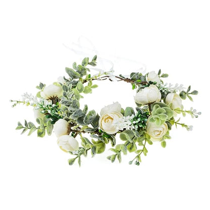 Vividsun Wedding Bridal Green Leaf Flower Crown Eucalyptus Floral Crown Maternity Photo Props (A/white)