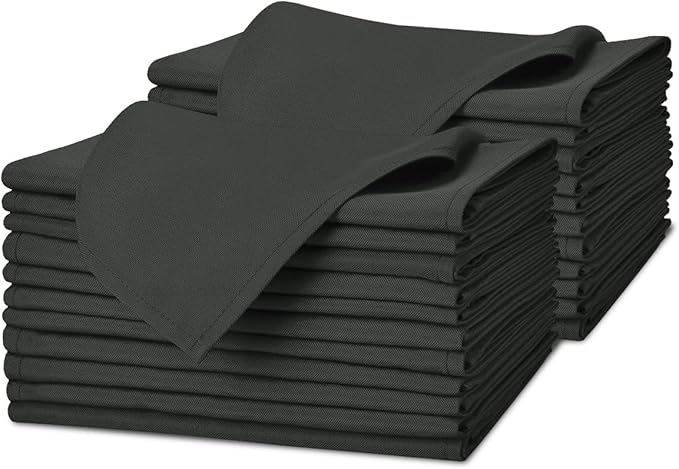 Grey Cloth Napkins Bulk (Pack of 24) - 100% Polyester Dinner Linen Napkins Cloth Washable & Reusable - Durable with Hemmed Edges - Ideal for Parties and Weddings (17x17 Inches)