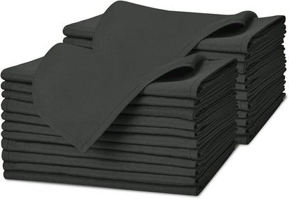 Grey Cloth Napkins Bulk (Pack of 24) - 100% Polyester Dinner Linen Napkins Cloth Washable & Reusable - Durable with Hemmed Edges - Ideal for Parties and Weddings (17x17 Inches)
