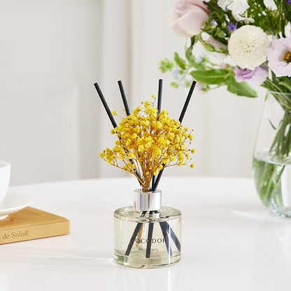 COCODOR Preserved Flower Reed Diffuser/Freesia&Pear/6.7oz/1Pack / Home Fragrance Scent Essential Oil Stick Diffuser for Bedroom Bathroom Home Decor